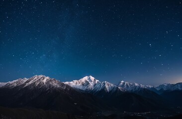 Starry sky against the background of mountains, dark sky