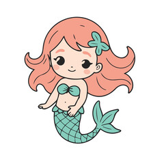 Cute Mermaid vector illustration for kids' adventure tales