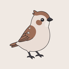 Vector illustration of a cute Sparrow for children book