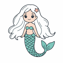 Cute Mermaid for children's literature vector illustration