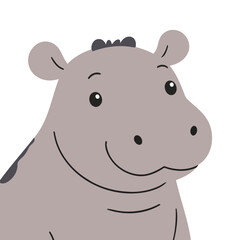 Cute vector illustration of a Hippo for early readers' delight