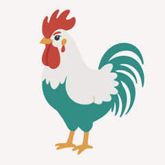 Vector illustration of a charming Rooster for toddlers' learning adventures