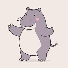 Cute Hippo vector illustration for children