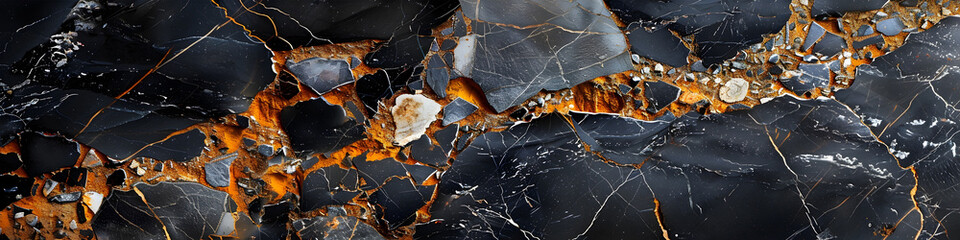 Dramatic Black Marble Texture with Fractal-Like Patterns and Golden Veining Highlighting Natural Beauty and Luxury