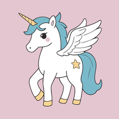 Cute vector illustration of a Unicorn for kids' reading time