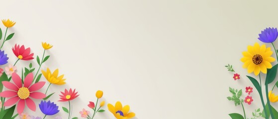 Obraz premium Spring flowers depicted on a flat background with space for text
