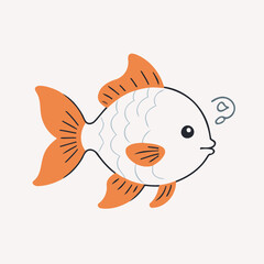 Vector illustration of a cute Fish for kids story book