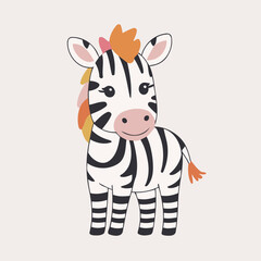 Cute vector illustration of a Zebra for kids books