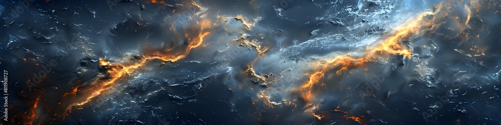 Poster Dynamic Marble Texture with Dramatic Swirls and Fiery Accents