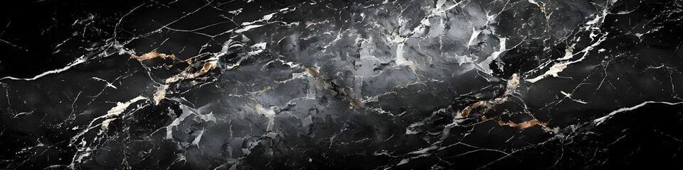 Dramatic Black Marble Texture with Intricate Geological Patterns and Cracks Forming a Luxurious,Modern Backdrop