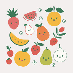 Vector illustration of a cute Fruits for kids books