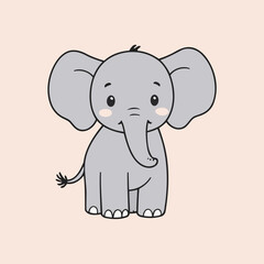Fototapeta premium Cute Elephant for toddlers story books vector illustration