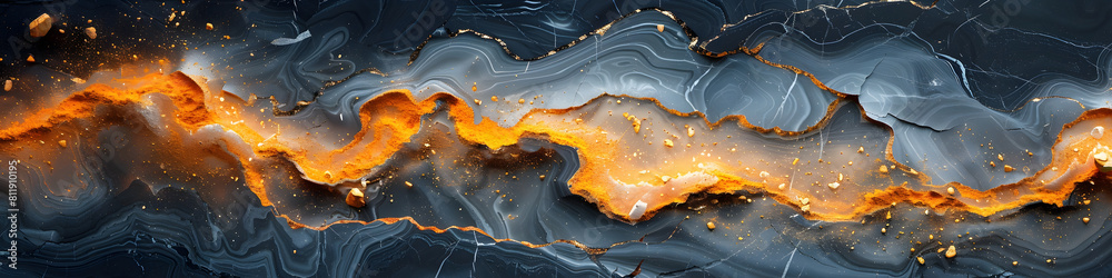 Aufkleber black and orange marble texture background with dramatic,swirling patterns and energy-filled,chaotic