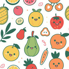 Cute Fruit for early readers' adventure books vector illustration