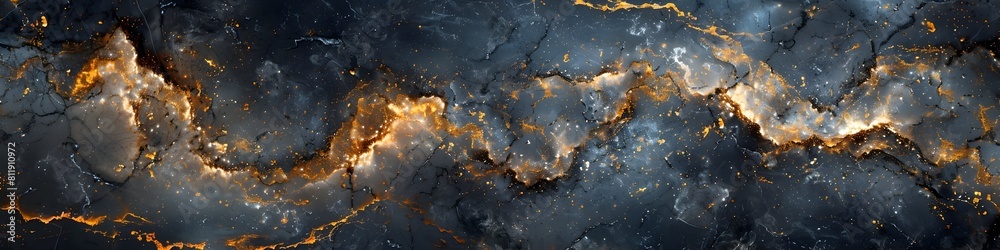 Aufkleber mesmerizing black marble texture with dramatic golden veins and swirling patterns evoking cosmic ene