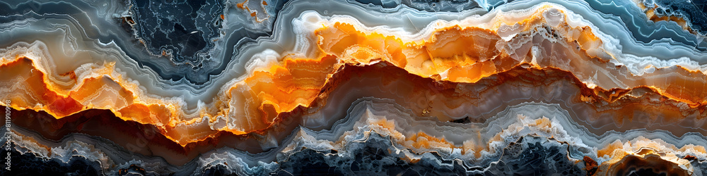 Poster captivating marble texture with vibrant orange and blue swirls,showcasing intricate natural patterns