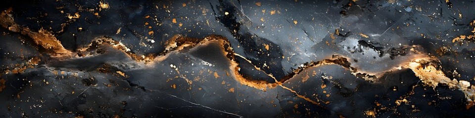 Captivating Black Marble Texture with Golden Veins Backdrop for Premium Designs and Advertisements