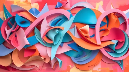 Colorful Abstract Geometric Shapes and Forms in Dynamic Composition