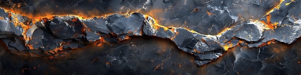 Fototapeta premium Dramatic Black Marble Texture with Fiery Volcanic Eruption Backdrop Evoking Primal Elemental Forces of Earth