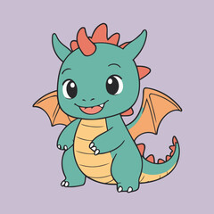 Vector illustration of a cute Dragon for children