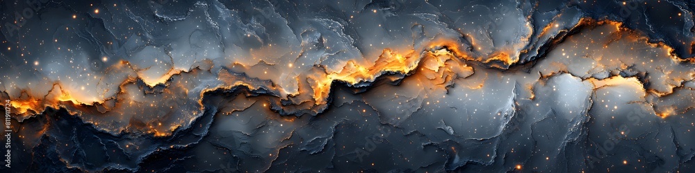 Leinwandbilder Dramatic Fiery Marble Texture Abstract Background with Swirling Charred Clouds and Molten Lava-Like Patterns