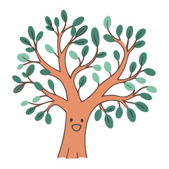 Cute Tree for toddlers story books vector illustration