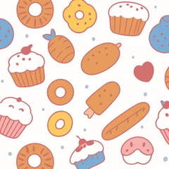 Gardinen Nahtloser herbst Cute Bakery for kids story book vector illustration  © meastudios