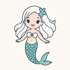 Cute Mermaid for children's literature vector illustration