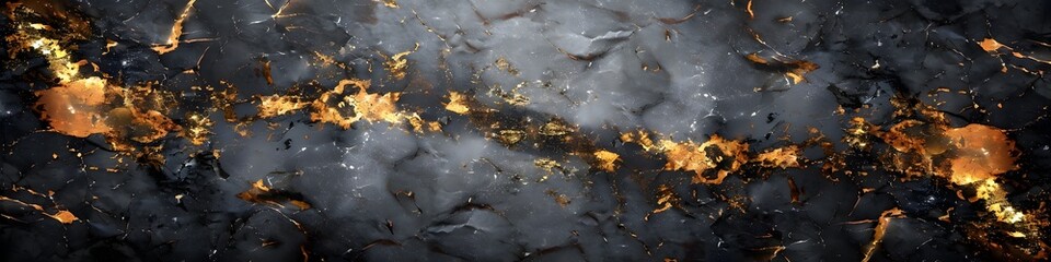 Opulent Black Marble Texture with Golden Intricate Patterns and Elegant Vintage Grunge Appearance