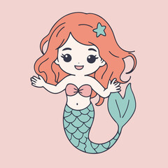 Cute Mermaid vector illustration for kids' adventure tales