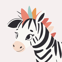 Cute Zebra vector illustration for kids story book