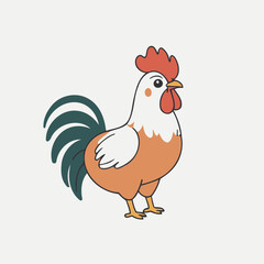 Cute vector illustration of a Rooster for toddlers
