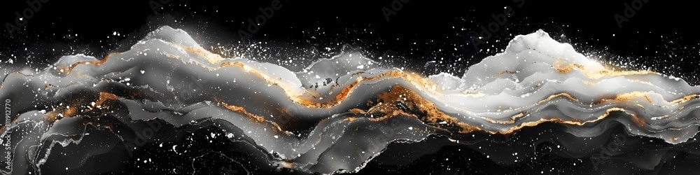 Aufkleber mesmerizing black marble texture with ethereal swirling patterns and golden accents for luxurious ba