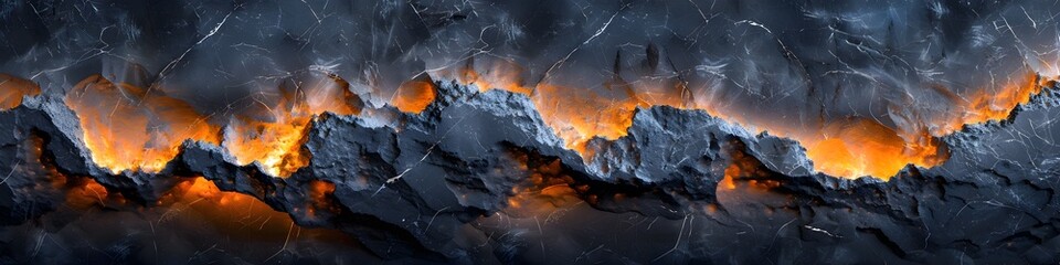 Dramatic Apocalyptic Landscape with Fiery Volcanic Eruption and Billowing Smoke in Monumental Mountainous Terrain