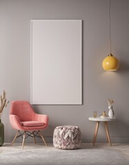 Minimalist Frame Mockup Hanging on a Stylish Wall in a Modern Apartment, Perfect for Displaying Artwork, Posters, or Photography