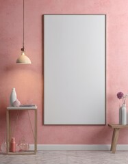 Minimalist Frame Mockup Hanging on a Stylish Wall in a Modern Apartment, Perfect for Displaying Artwork, Posters, or Photography