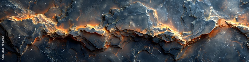 Aufkleber mesmerizing black marble texture with fiery volcanic patterns and dramatic fractal designs