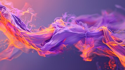 Obraz premium Floating purple-orange paint. Abstract background or screensaver. AI generative.