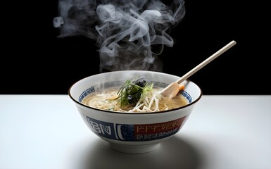 Steaming bowl of ramen noodles