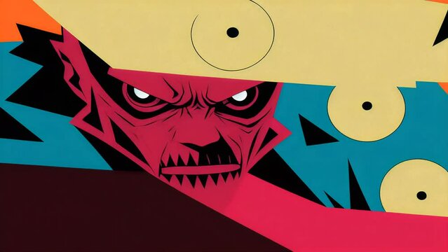 Generative ai motion animation of cartoon zombie superheroes. Digital image painted vintage retro illustration for Halloween backdrop 