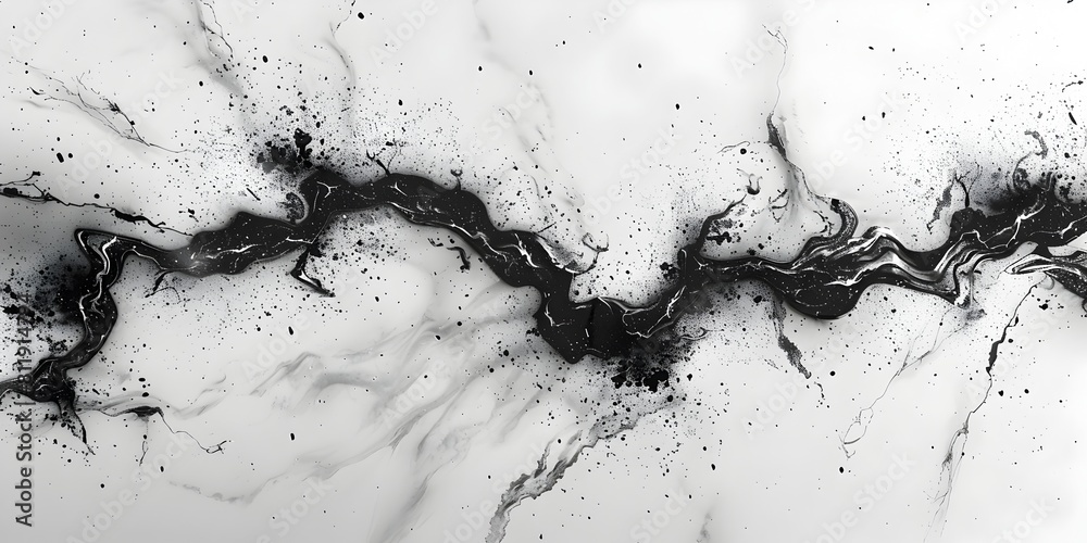Leinwandbilder captivating marble-inspired monochrome fluid dynamics showcasing intricate patterns and mesmerizing 