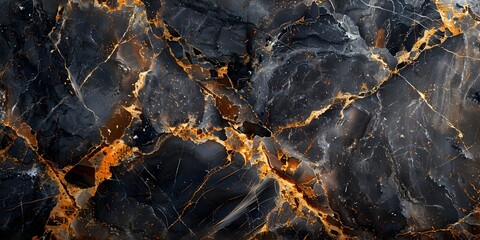 Luxurious Black Marble Textured Background with Elegant Golden Veins and Patterns for Premium Design and Branding