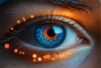 Eye of futuristic and Innovative Imagery AI and Automation use of artificial intelligence and automation in business processes, illustrating efficiency and productivity enhancements - obrazy, fototapety, plakaty