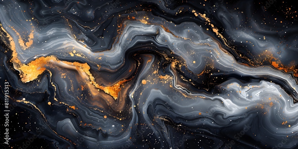 Poster captivating abstract marble backdrop with shimmering golden veins and swirling patterns
