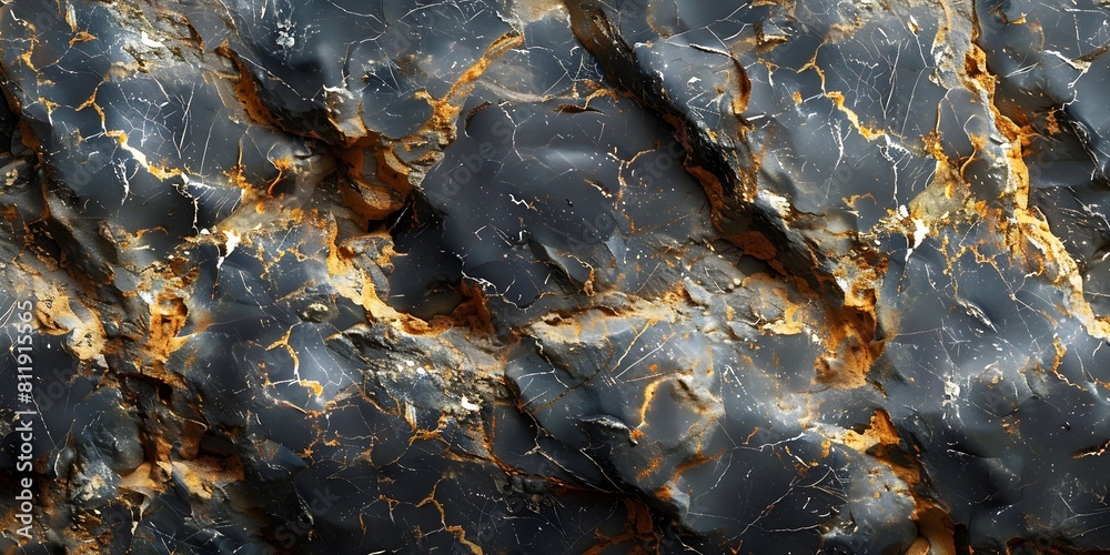 Aufkleber exquisite black marble textural background with striking golden veins and intricate patterns,captiva
