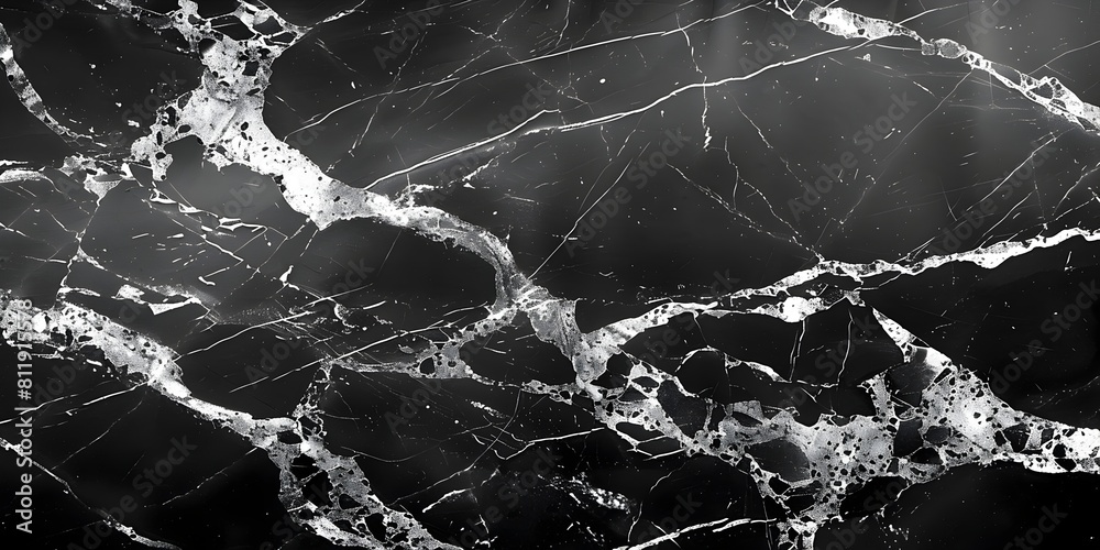 Aufkleber Black Marble Textured Background with Intricate Fractal Patterns and Contrasting Lighting Effects for Premium Editorial and Commercial Use