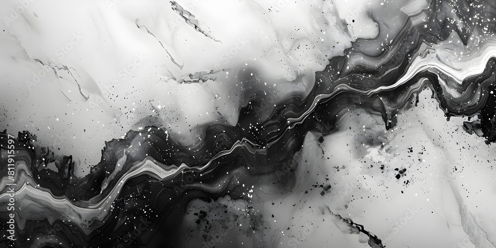 Aufkleber mesmerizing monochrome marble surface with fluid swirls and organic movement