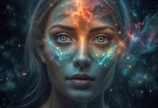 Eterea Bellezza- Ritratto Astratto di una Donna con Effetto Doppia Esposizione