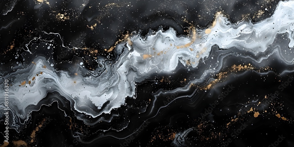 Aufkleber captivating marble abstraction:alluring monochrome motif with gilded accents