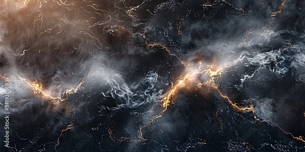 Poster dramatic swirling cosmic marble texture with fiery bursts of energy and fractal patterns